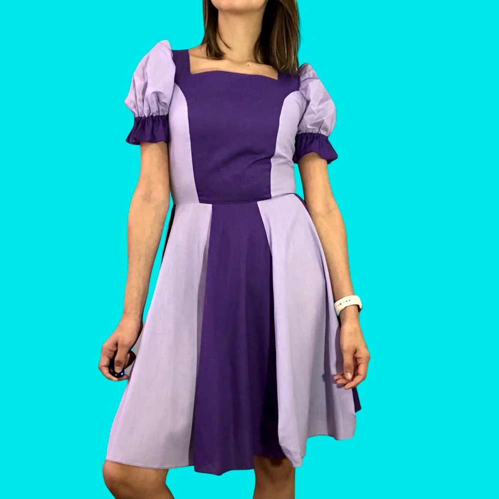 Vintage color block square dance dress